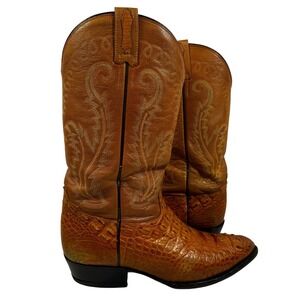 EL GENERAL Men's Crocodile Leather Western Cowboy Boots Brown US 9.5